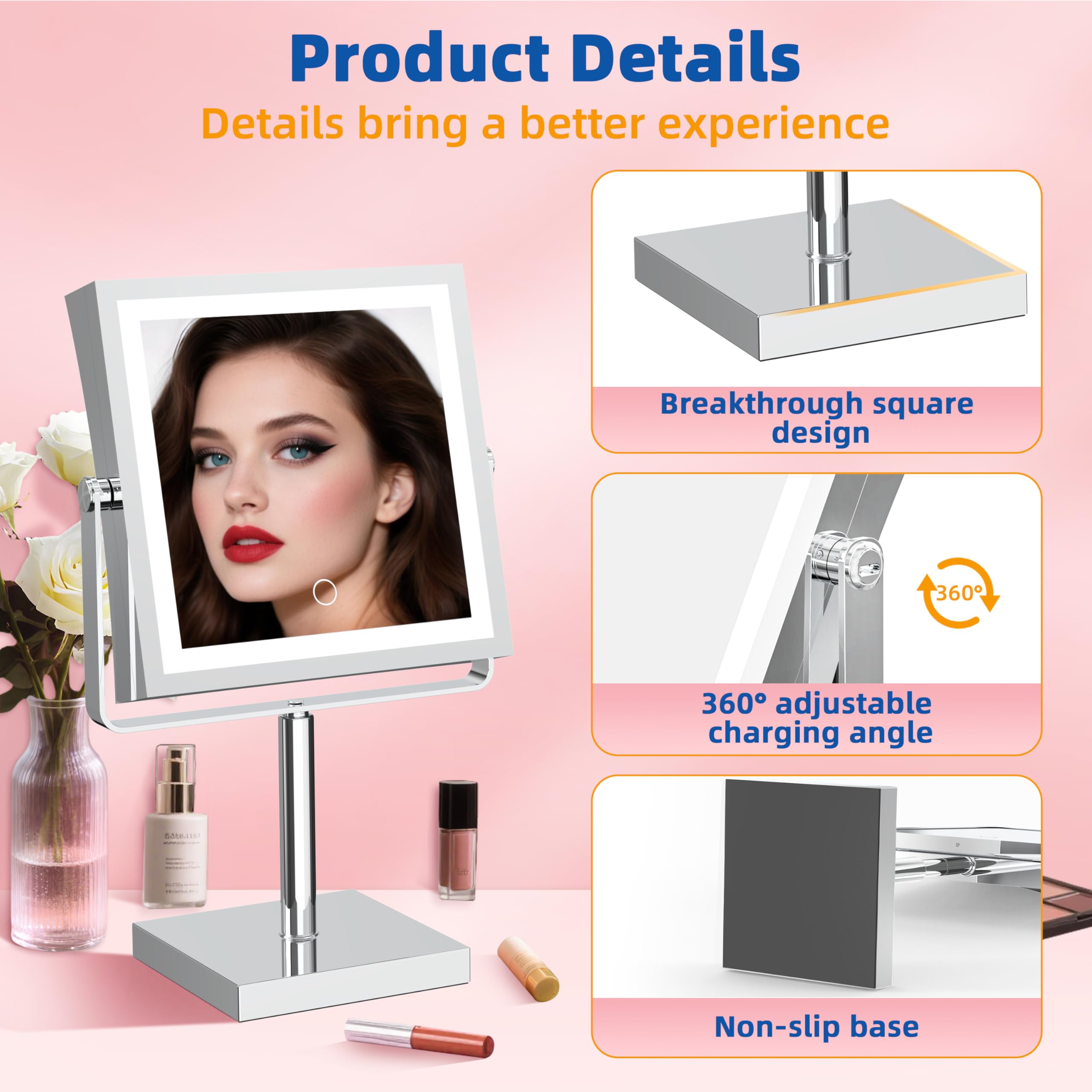 Ruacq 4000mAh battery provides cordless operation during makeup application.