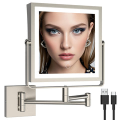 Ruacq rechargeable wall-mounted mirror front view enhances makeup routine with even lighting