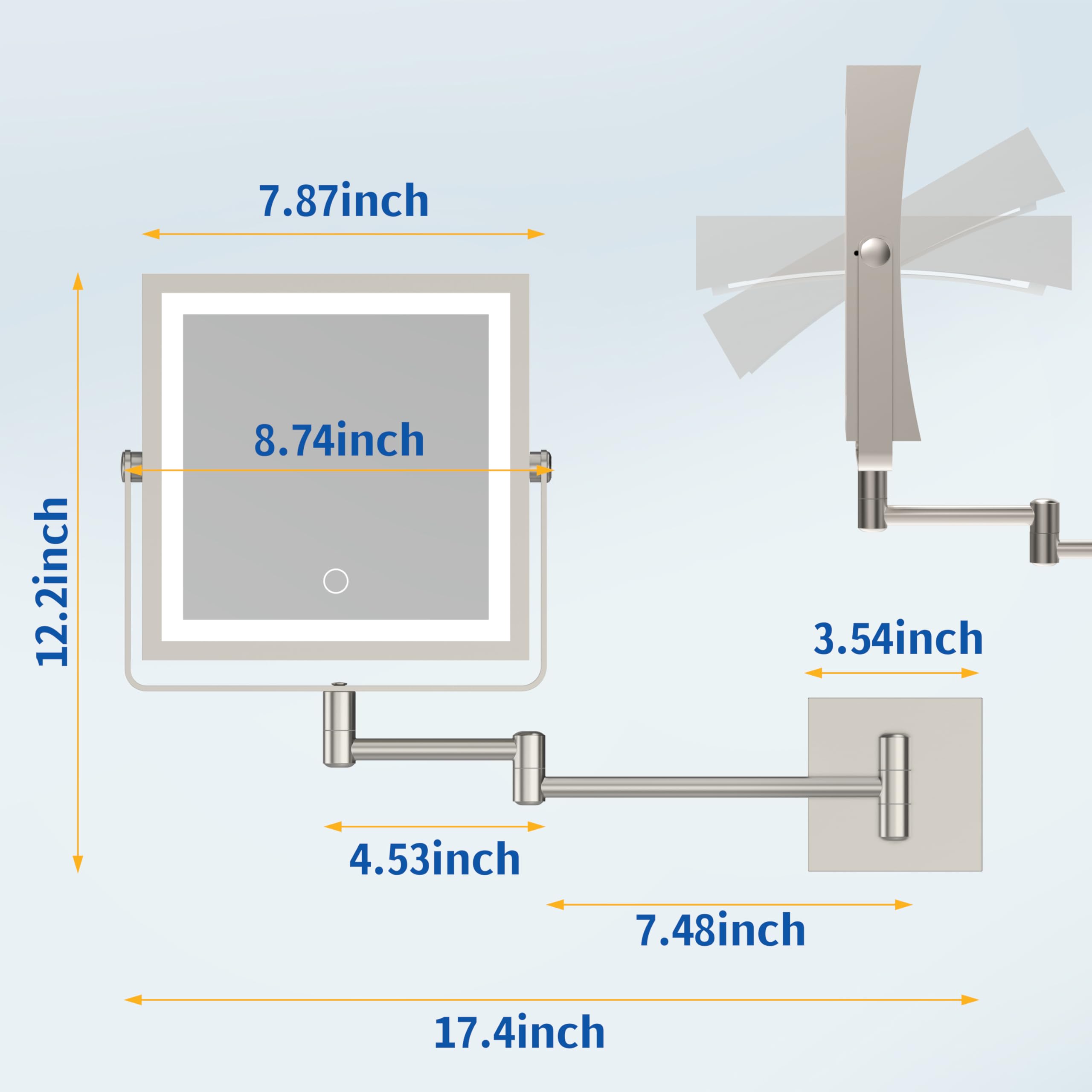 Ruacq mirror side profile shows space-saving design and adjustable angle