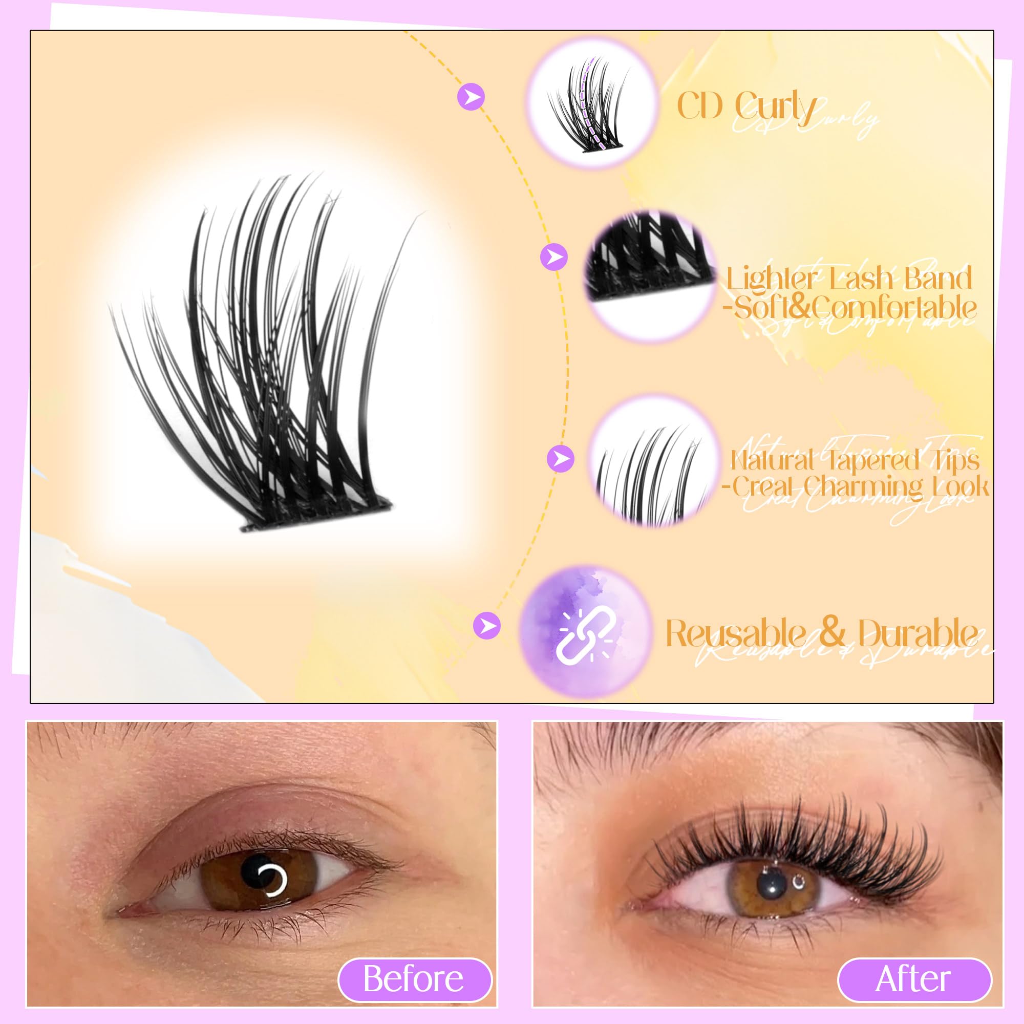 Ruairie lash clusters thin band design for comfortable wear