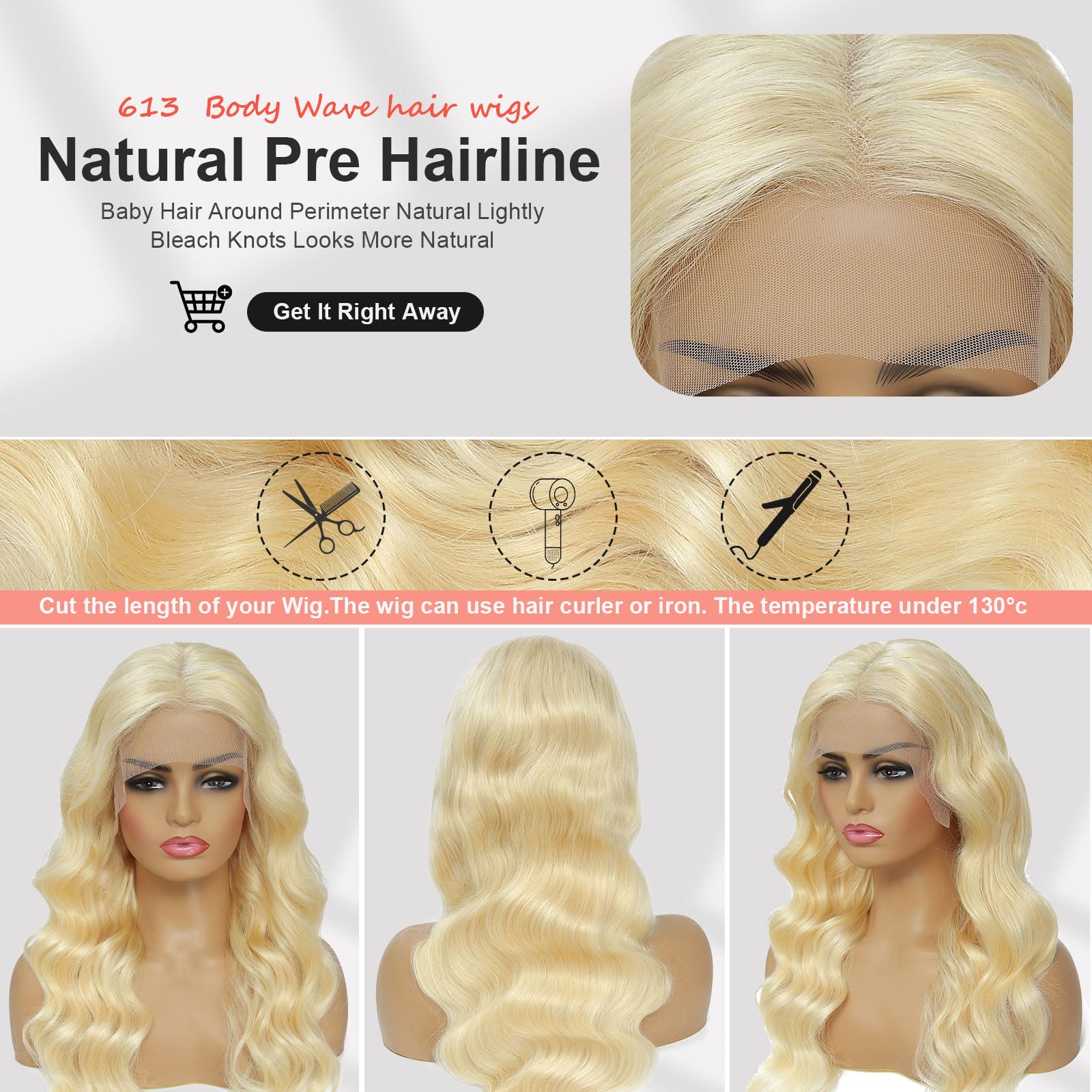 Ruaswey 613 blonde lace front wig pre-plucked hairline for quick styling