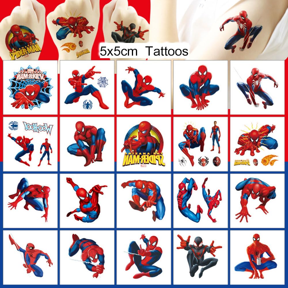 RUBANG Spiderman tattoos showcase waterproof, sweat-friendly artwork that lasts days