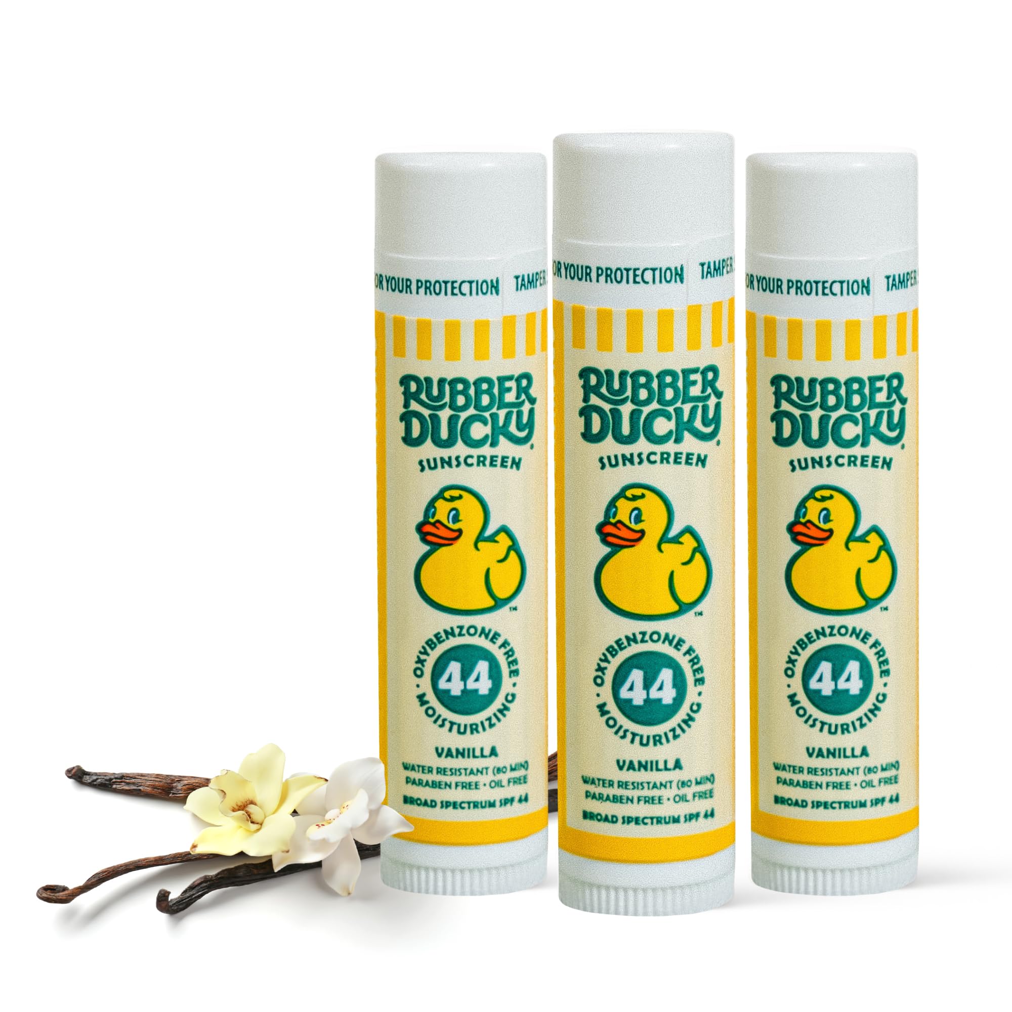 Rubber Ducky lip balm SPF 44 tube front for sun protection on the go.