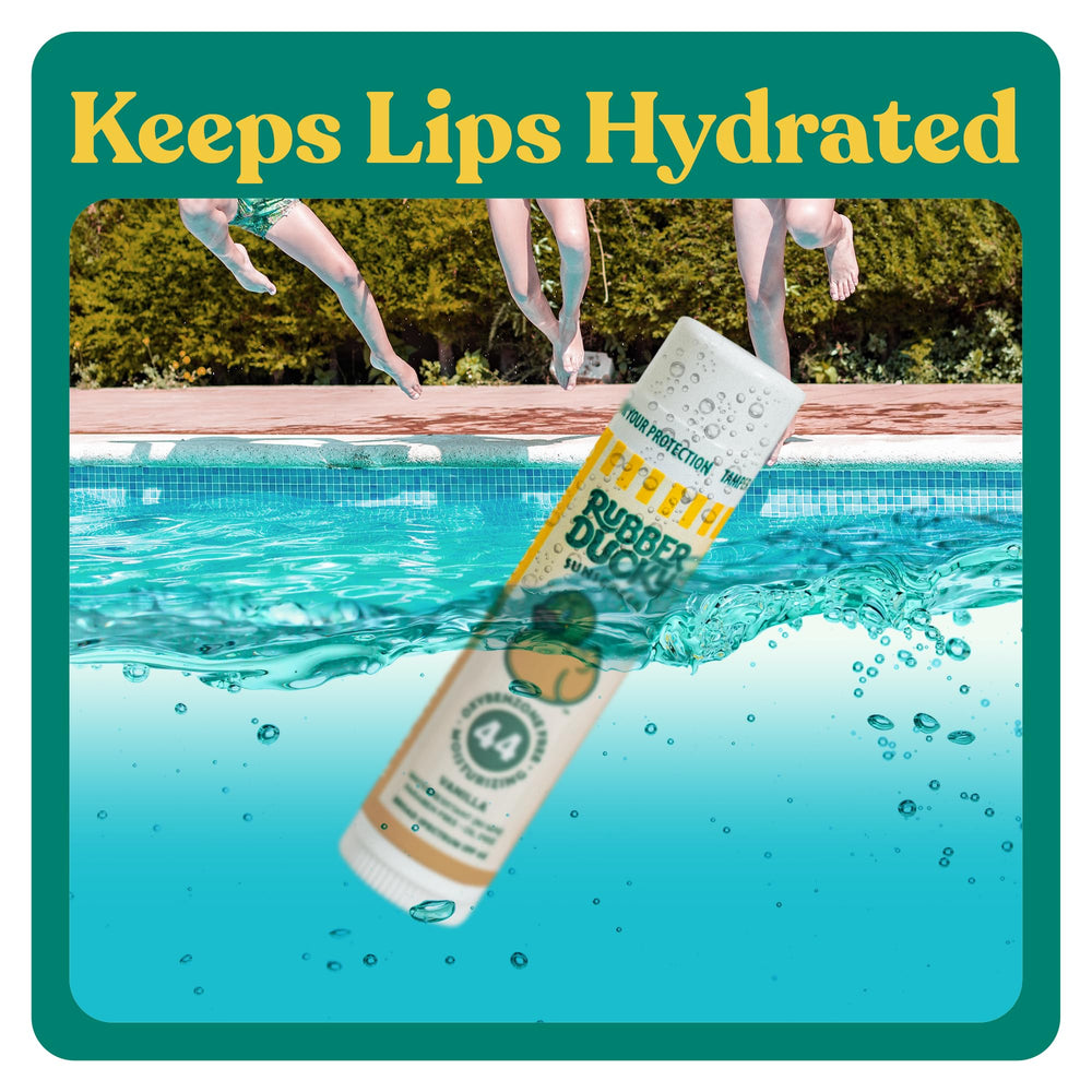 Water-resistant lip balm for swimming, sports, and outdoor adventures