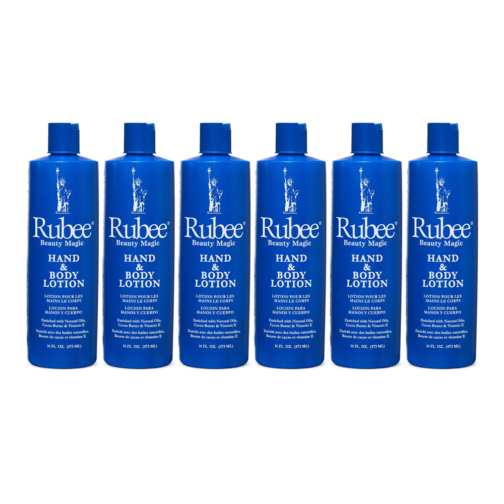 Rubee Beauty Magic Hand & Body Lotion 6-pack packaging for all-day moisture