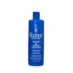 Rubee Beauty Magic Hand & Body Lotion bottle-16oz close-up highlighting hydration