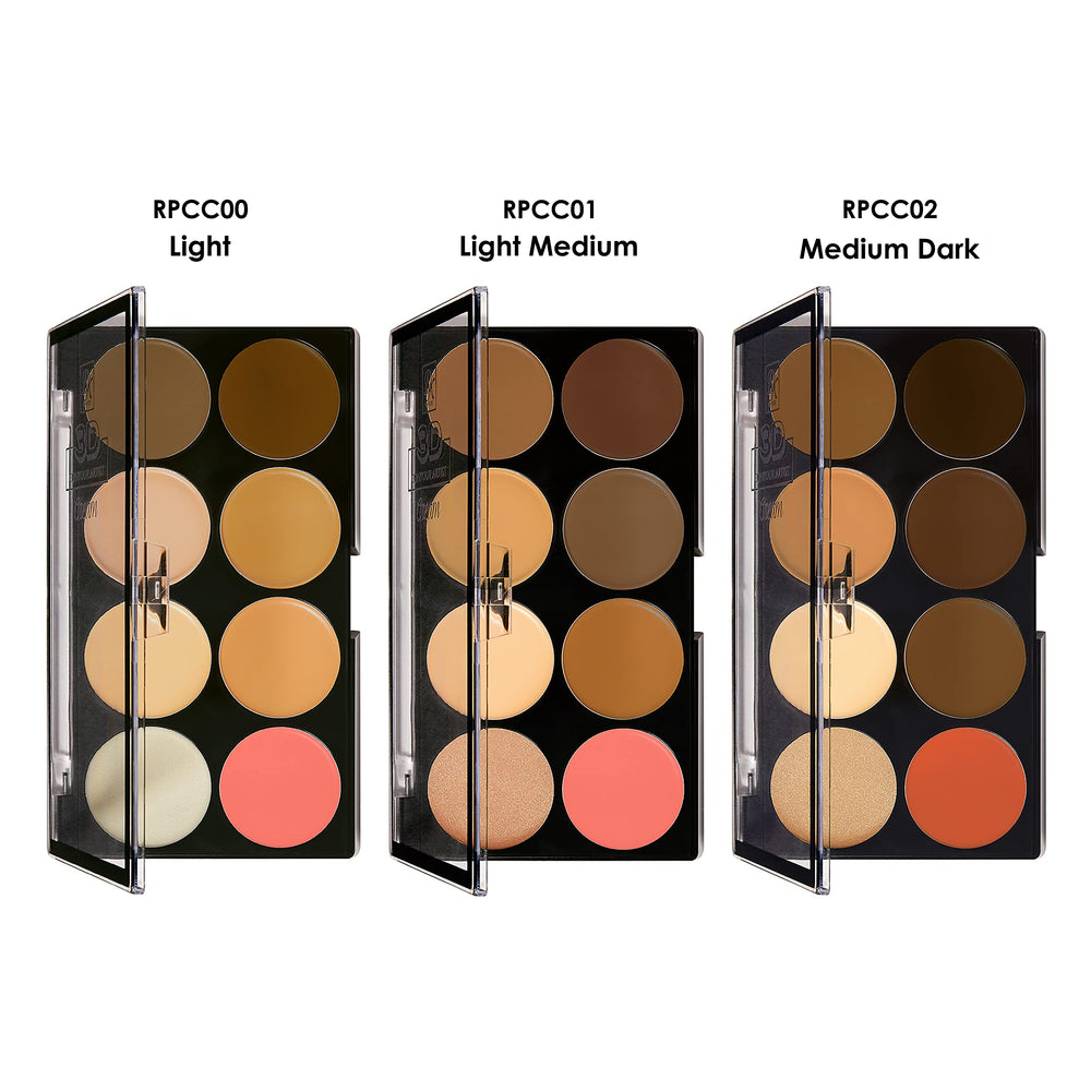 Ruby Kisses 3D Cream Contour Set light shades swatches for natural, bright coverage.