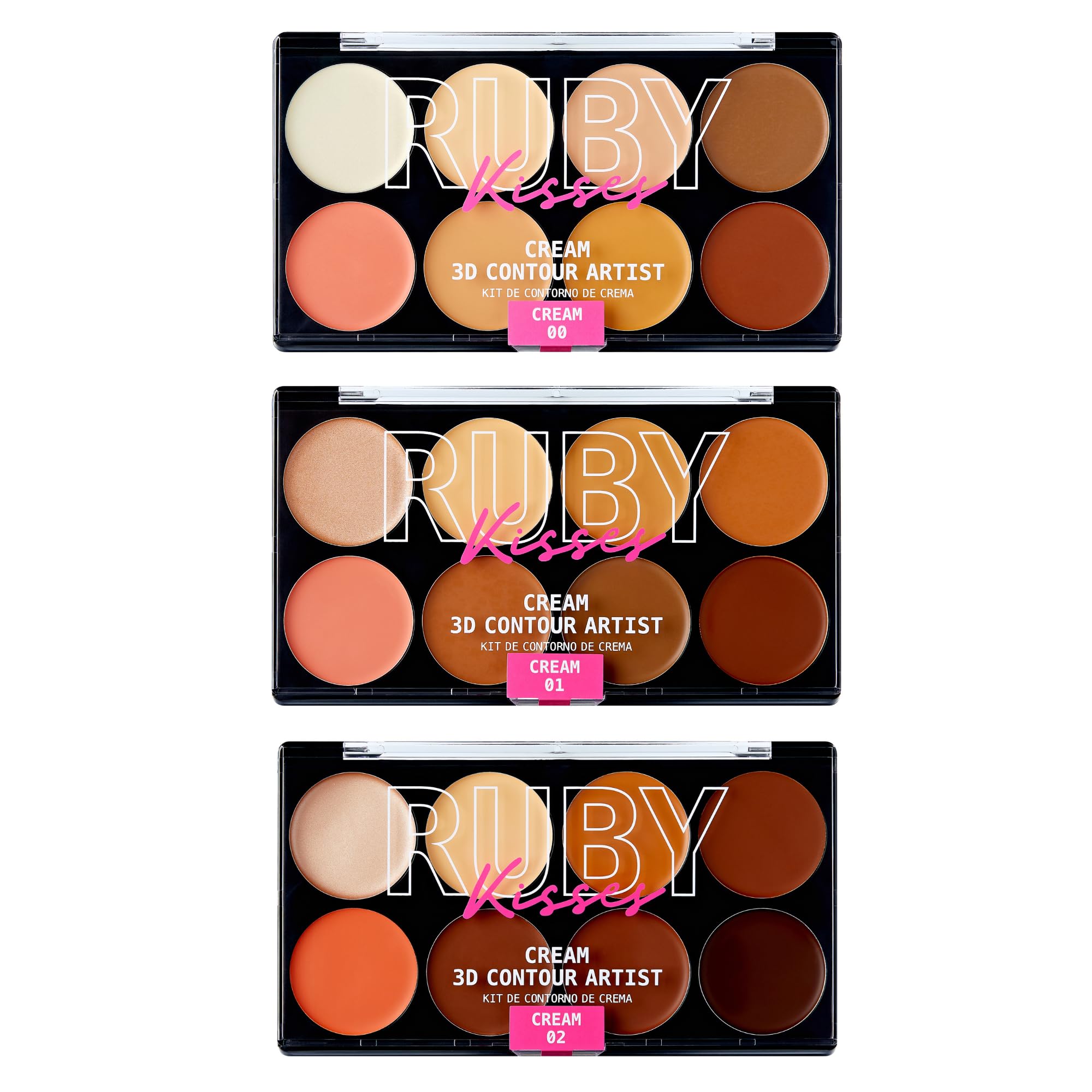 Ruby Kisses 3D Cream Contour Set palette inside for versatile sculpting and seamless blending.