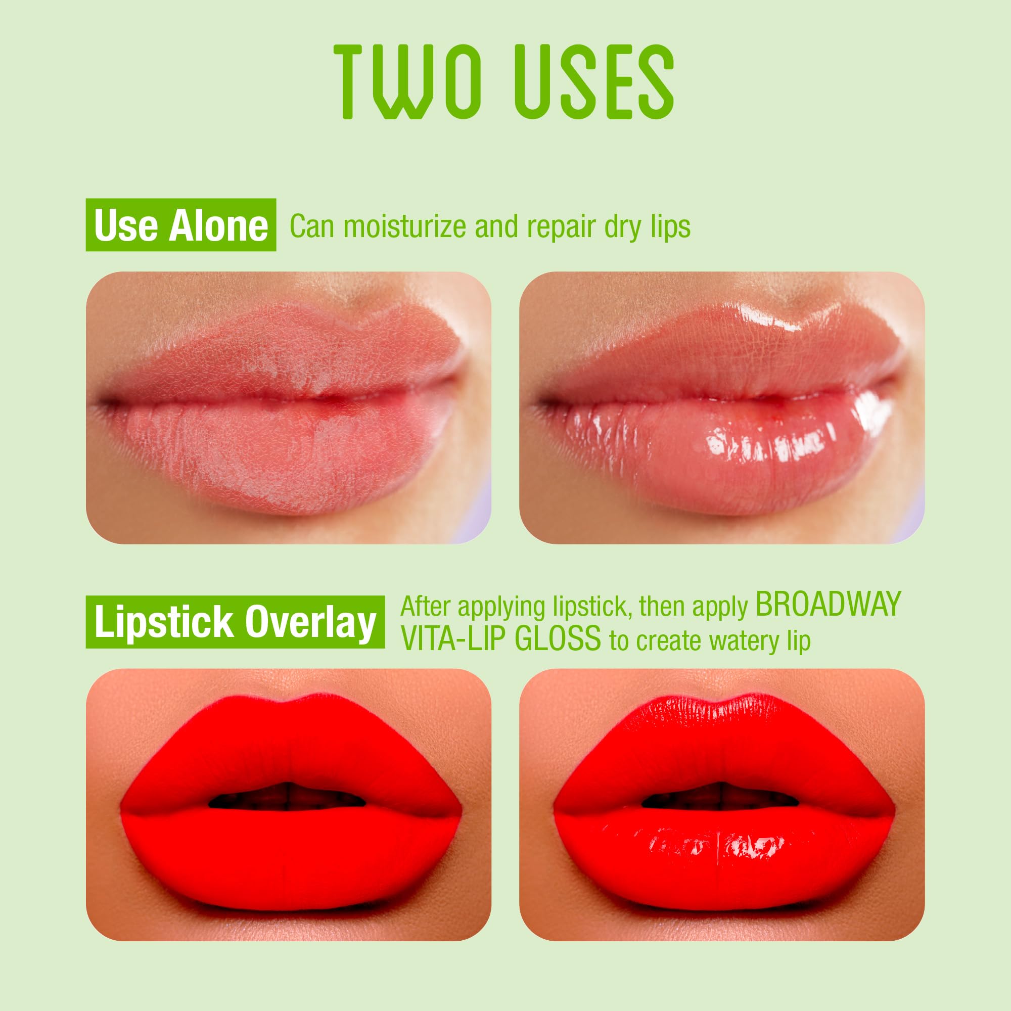 Ruby Kisses Broadway Vita-Lip brillo labial mentolado, cobertura duradera para cualquier ocasión