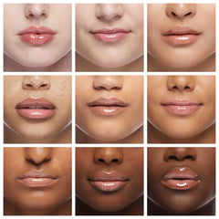 Ruby Kisses Broadway Vita-Lip Gloss Aceite de Coco vista cercana, hidratación para labios secos.