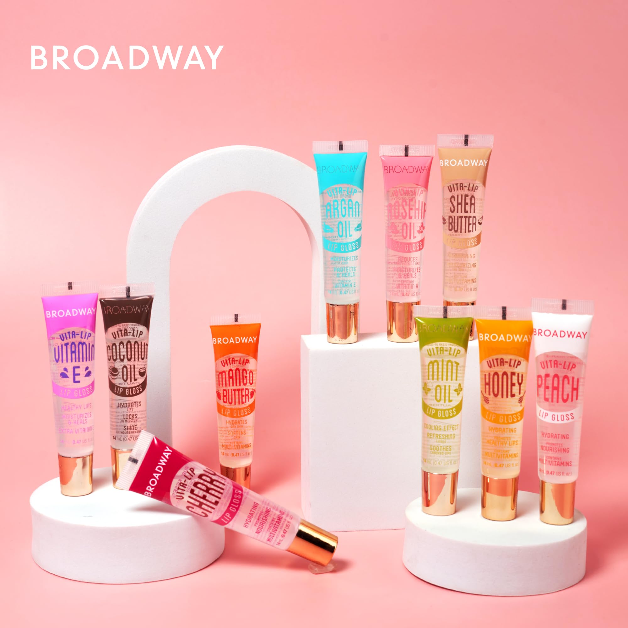 Ruby Kisses Broadway Vita-Lip Cherry moisturizing gloss provides all-day comfort without stickiness.