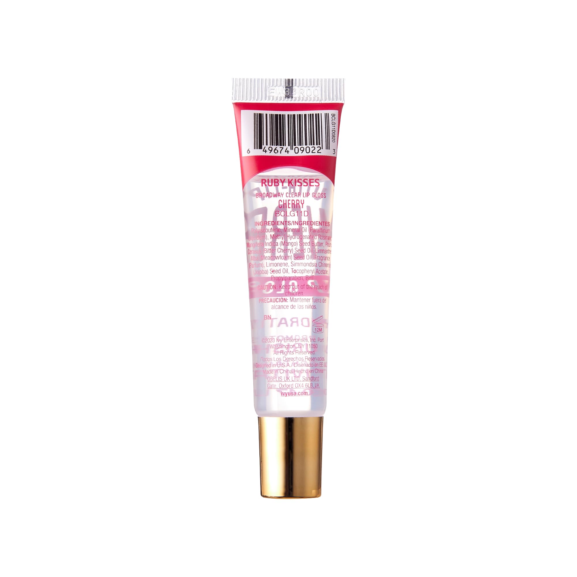 Ruby Kisses Broadway Vita-Lip Cherry gloss over lipstick for versatile finishes.