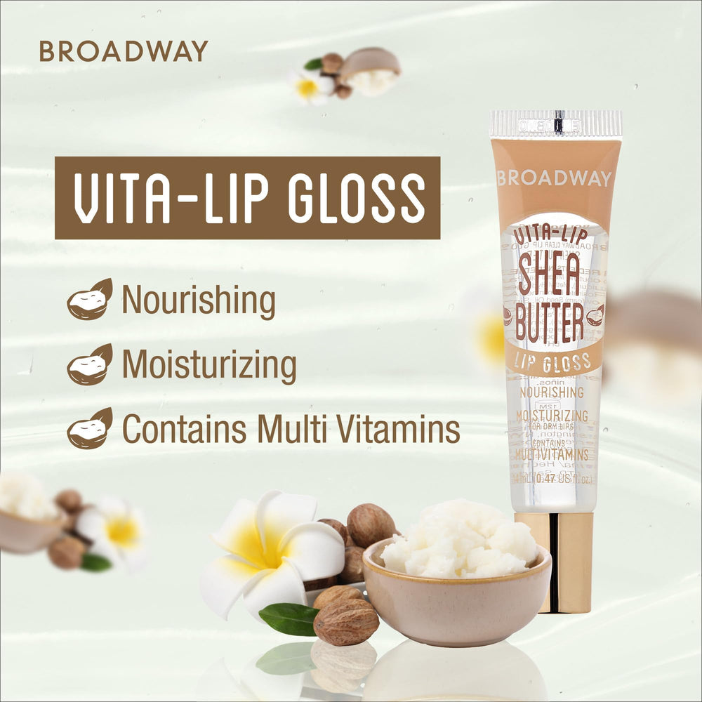 Ruby Kisses Broadway Vita-Lip Gloss lips reflect a high-shine finish.