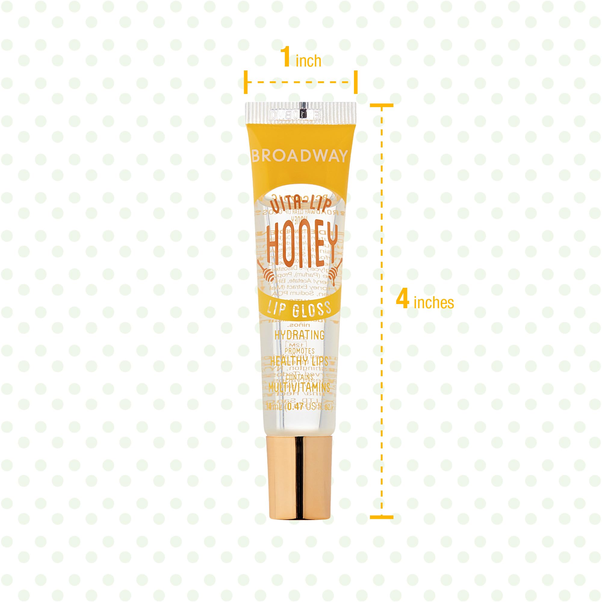 Ruby Kisses Broadway Vita-Lip Gloss packaged image emphasizes value from a 10-pack set.