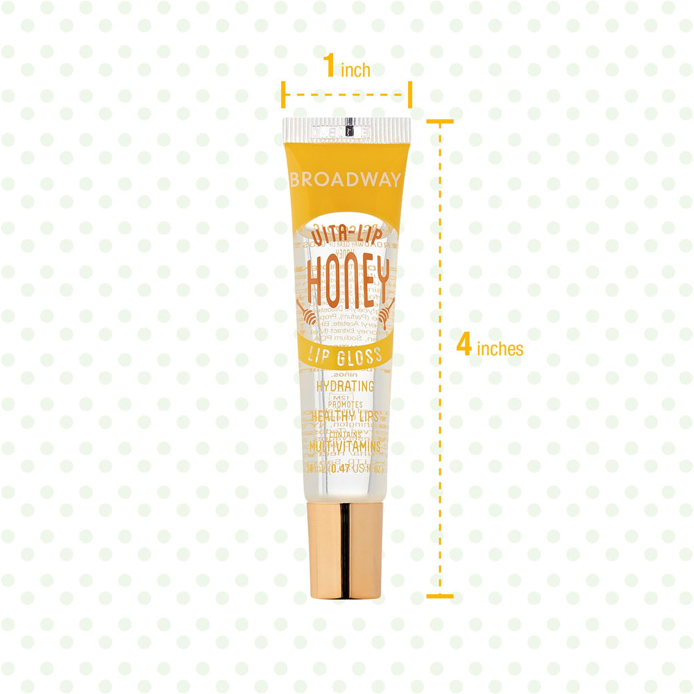 Ruby Kisses Broadway Vita-Lip Gloss packaged image emphasizes value from a 10-pack set.