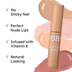 Ruby Kisses Butter Gloss creamy texture close-up reveals smooth shine