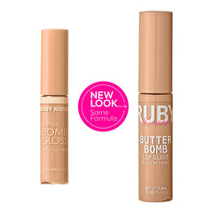 Ruby Kisses Butter Gloss natural nude swatch shows sheer to medium shade