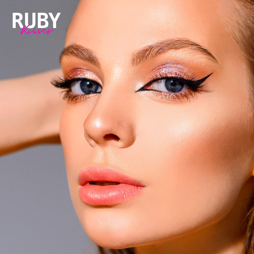 Ruby Kisses Waterproof 24HR Eye Define Eyeliner seven-shades swatches display vibrant pigment options.