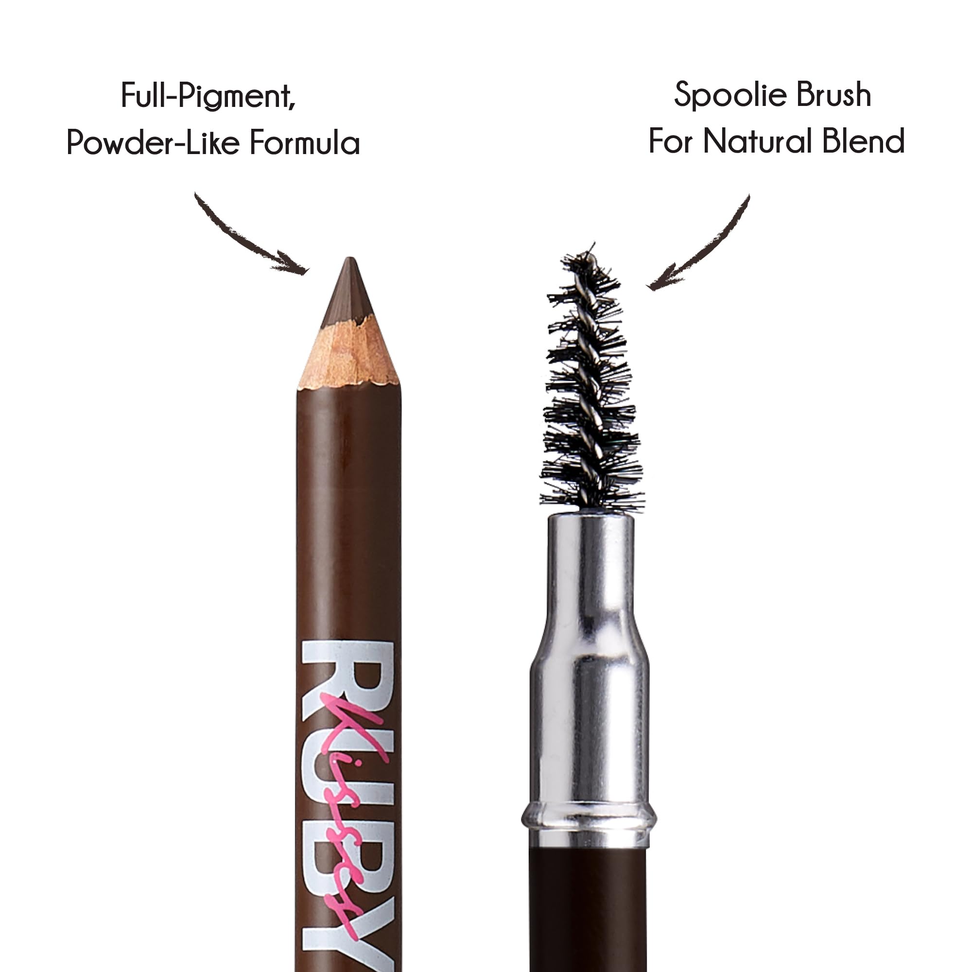 Ruby Kisses GoBrow pencil sharpenable tip for precise definition.
