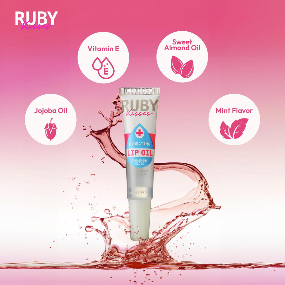 Ruby Kisses lip oil clear RLO01 applying wand glides smoothly for quick hydration.