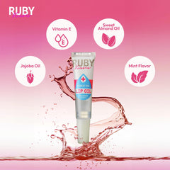 Ruby Kisses lip oil clear RLO01 applying wand glides smoothly for quick hydration.