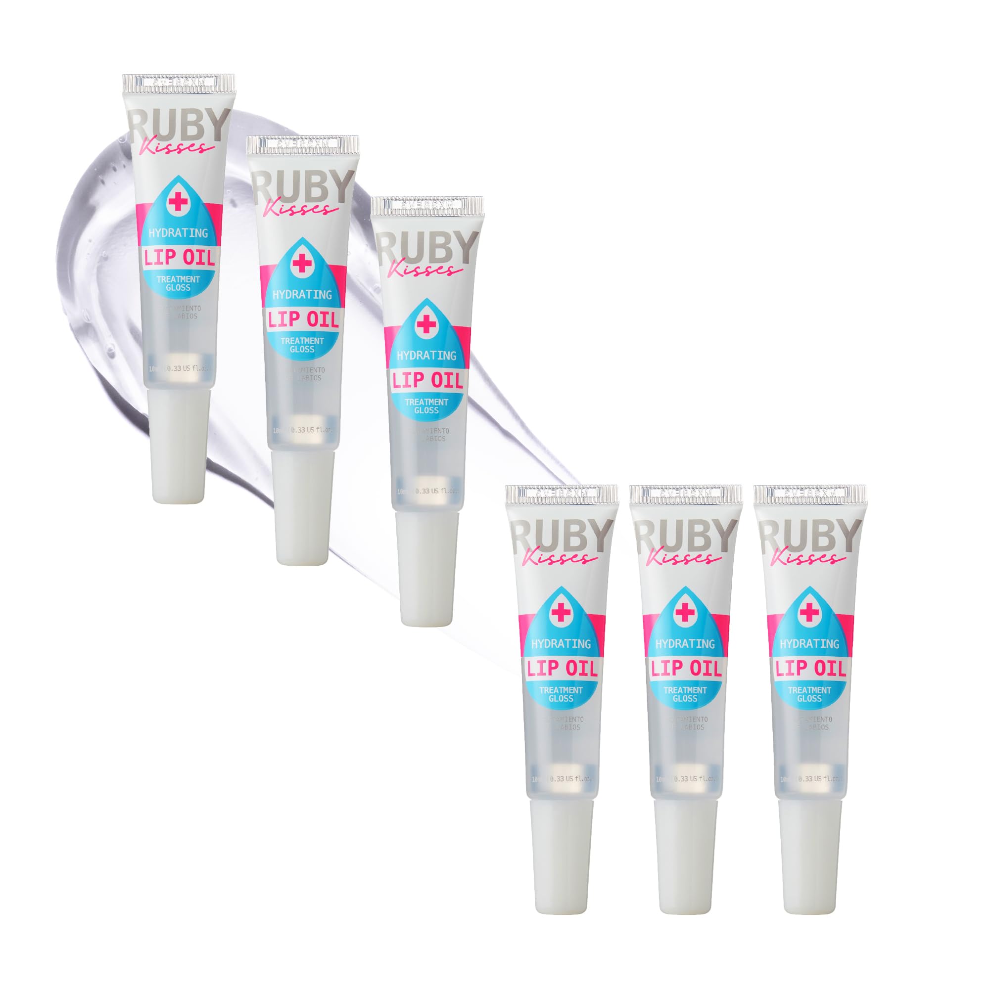 Ruby Kisses hydrating lip oil clear RLO01 bottle provides lasting moisture.