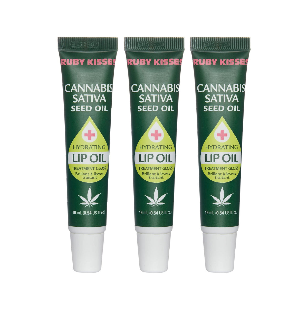 Ruby Kisses Hydrating Lip Oil RLO04D1 3-pack bottle offers long-lasting hydration