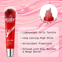 Ruby Kisses Jellicious gloss applicator in action for smooth glide.