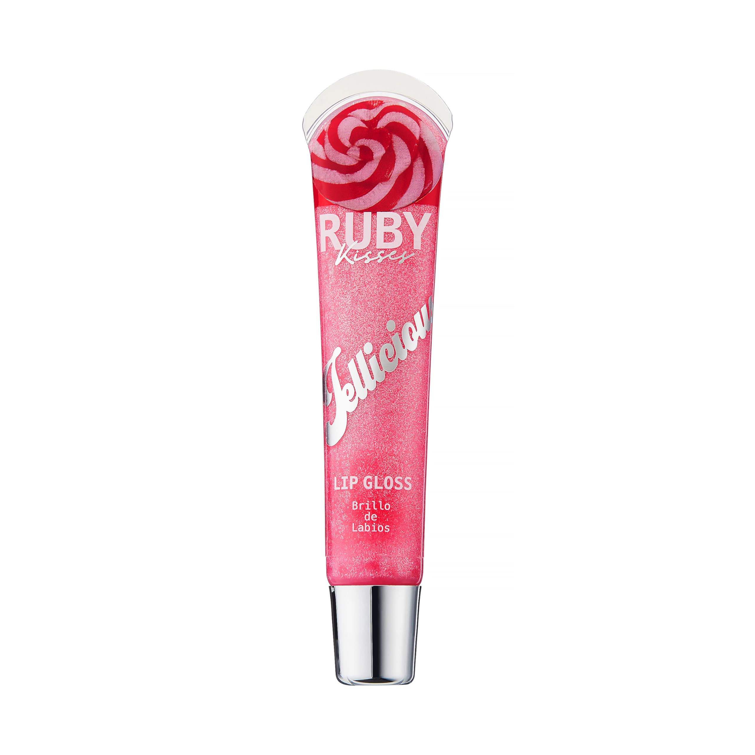Ruby Kisses Jellicious gloss travel-size bottle for easy touch-ups.