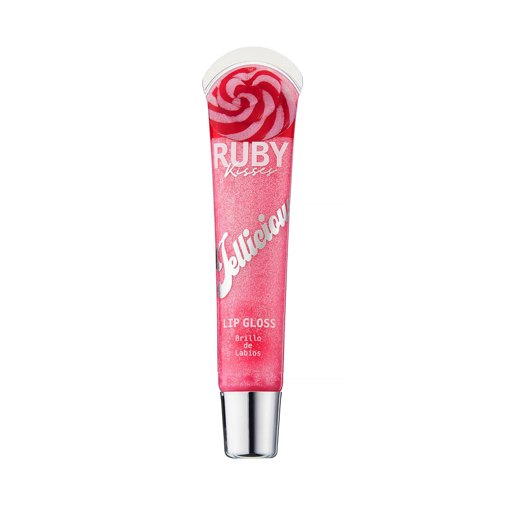 Ruby Kisses Jellicious gloss travel-size bottle for easy touch-ups.