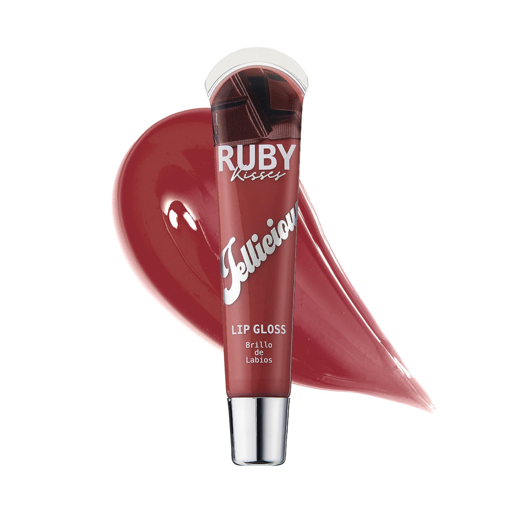 Ruby Kisses Jellicious lip gloss swatches for shade selection and wear preview.