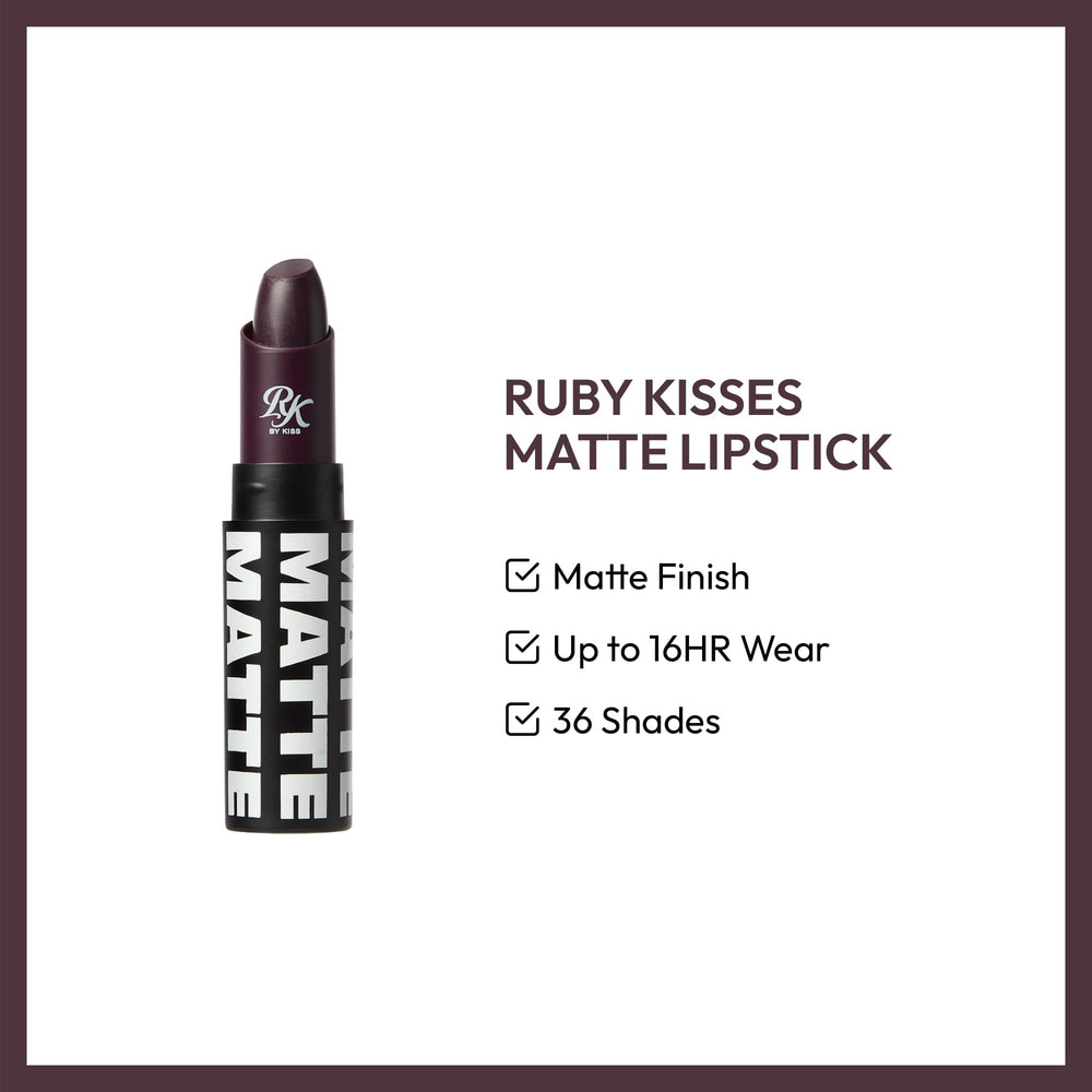 Ruby Kisses Blackberry lipstick application close-up highlights smooth glide for easy color.