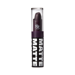 Ruby Kisses Blackberry lipstick swatch demonstrates ultra-matte finish for lasting wear.