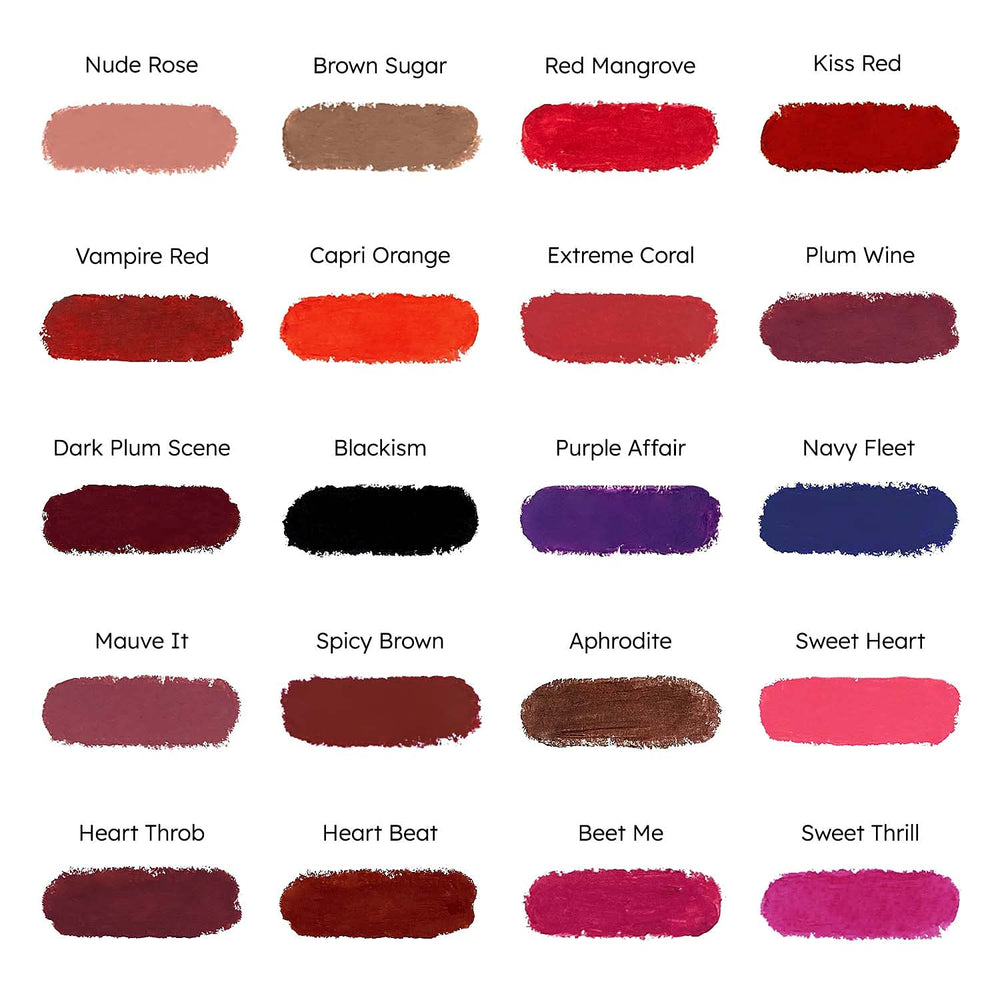 Ruby Kisses Purple Affair matte finish on lips offers comfortable wear.