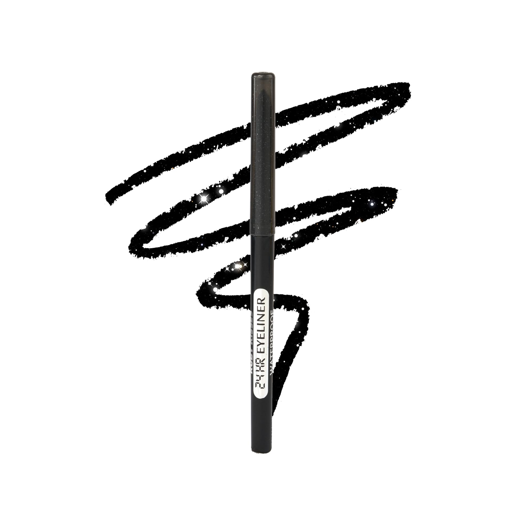 Ruby Kisses Pencil Eyeliner Glitter Black closeup showing rich pigment and smooth glide
