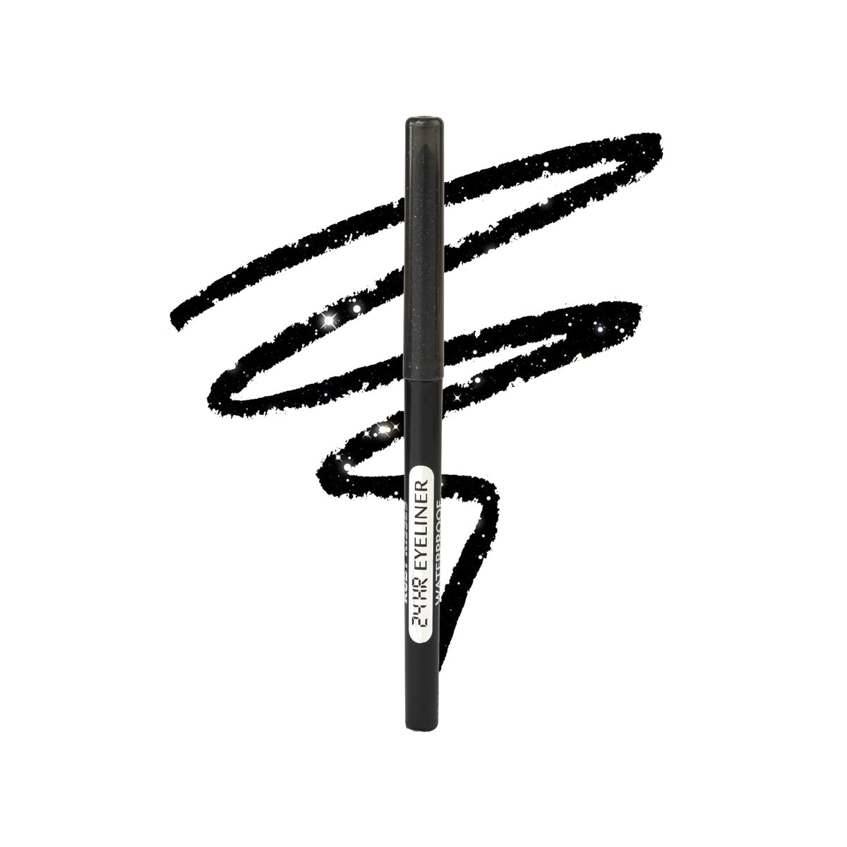 Ruby Kisses Pencil Eyeliner Glitter Black closeup showing rich pigment and smooth glide