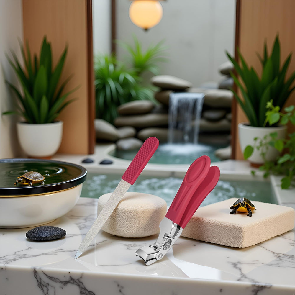 Ruby Red ergonomic grip reduces effort during grooming