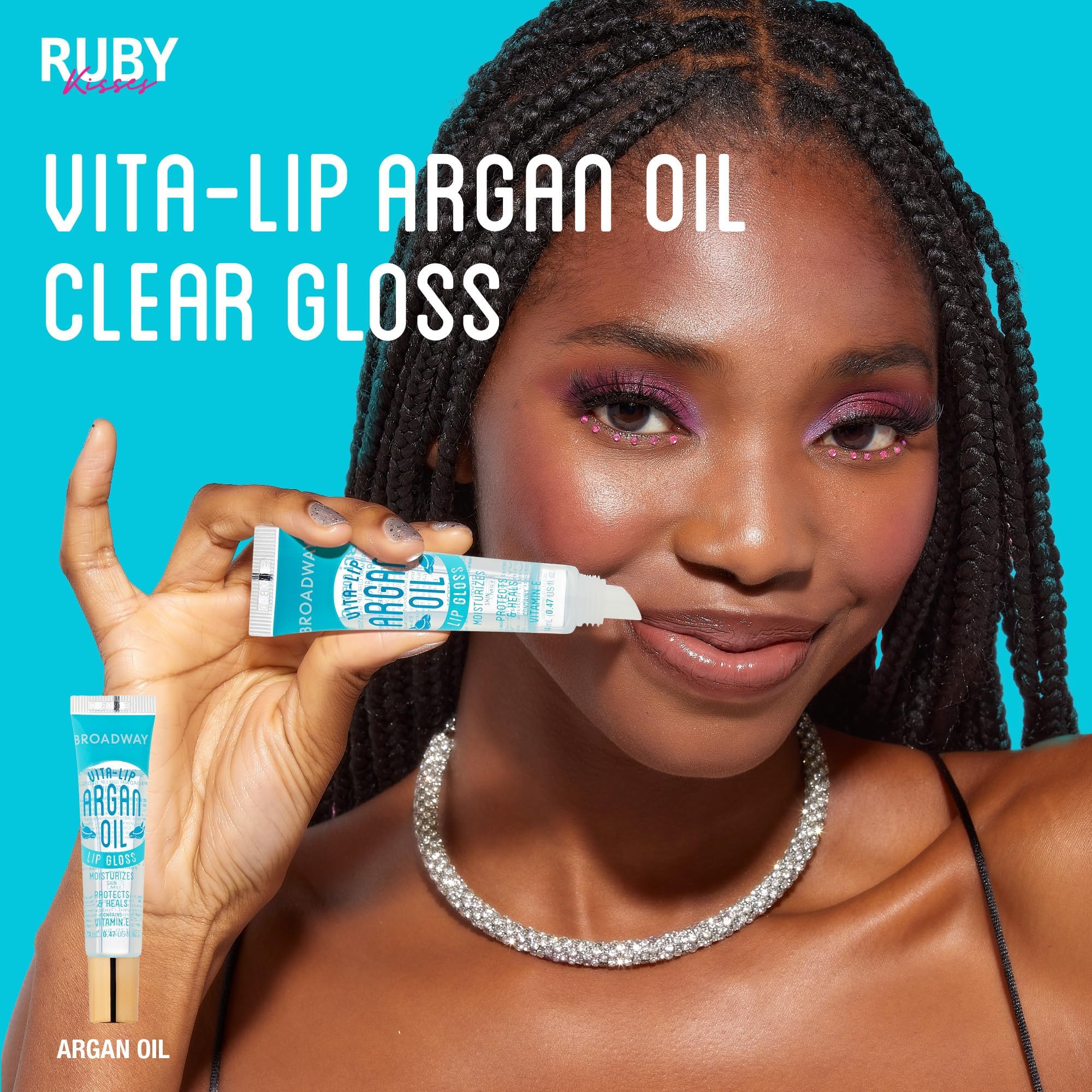 Ruby Kisses Broadway Vita-Lip gloss showcasing long-lasting shine