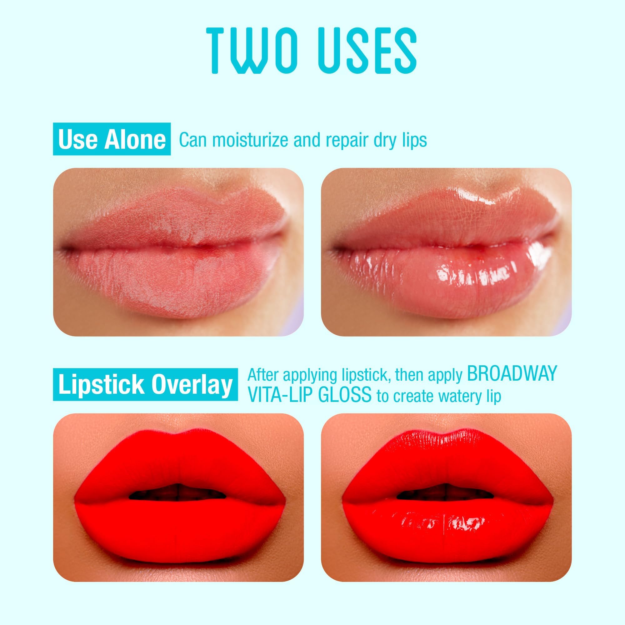 Ruby Kisses Vita-Lip non-sticky formula delivering lightweight hydration