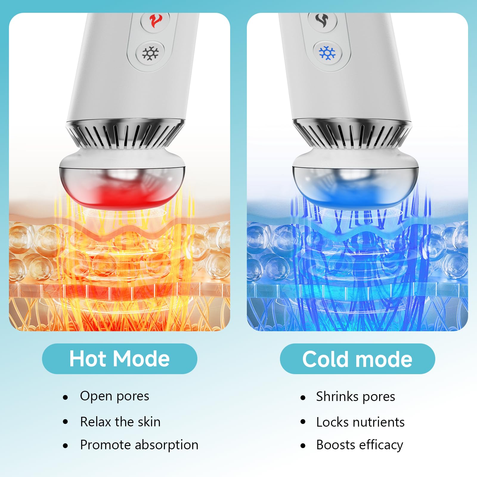 Ructmou Eye Care Wand in hot therapy mode enhancing serum absorption around the eyes.