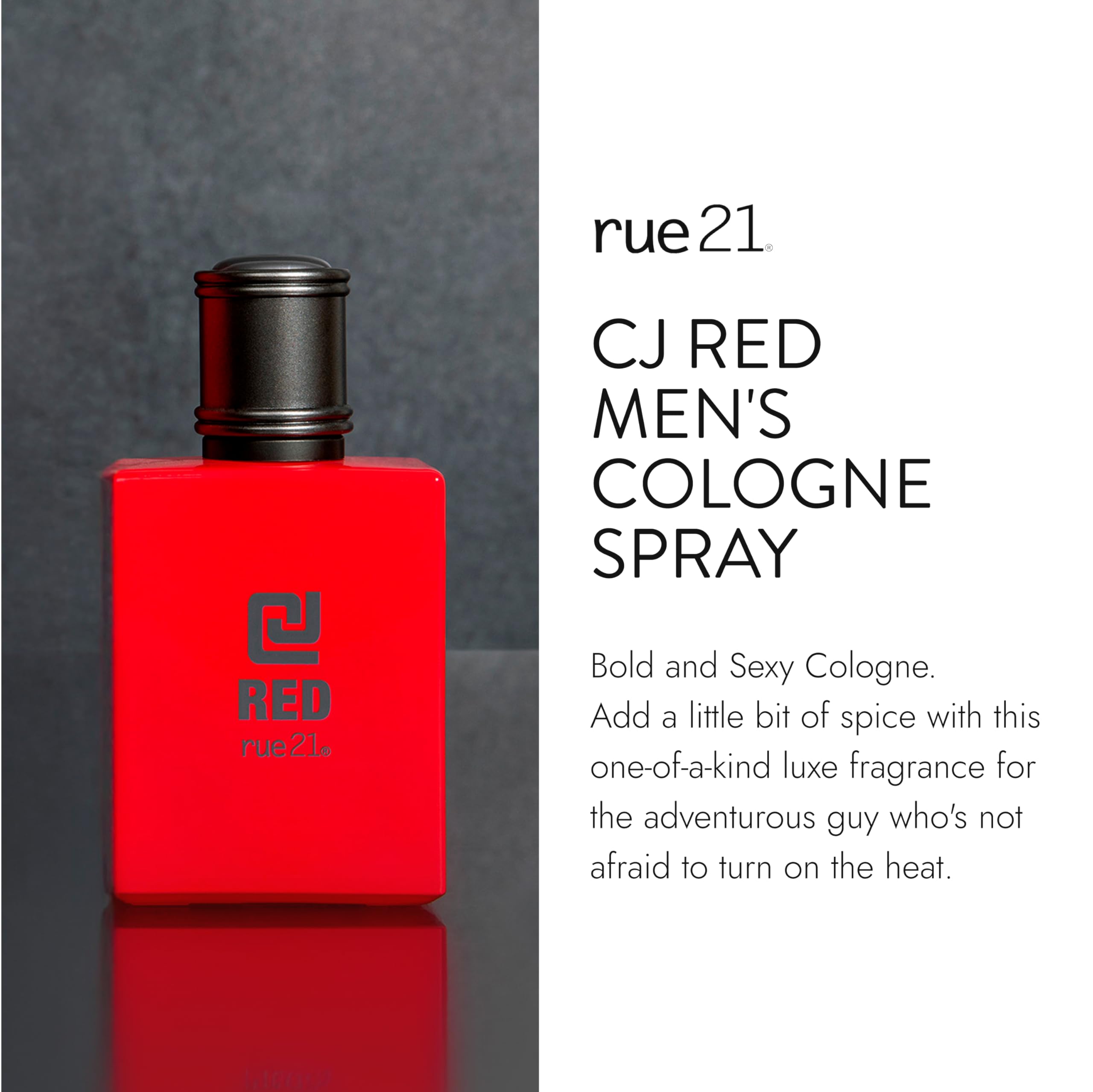 Rue 21 CJ Red bottle back view with branding and product details