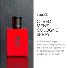 Rue 21 CJ Red bottle back view with branding and product details