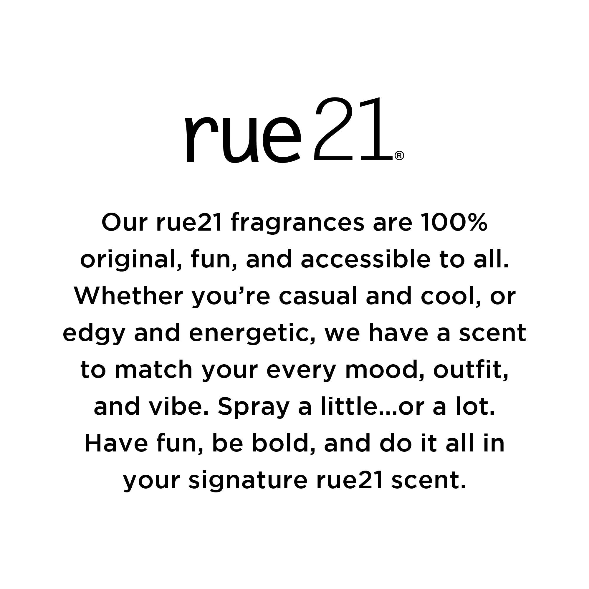 Rue 21 Gold collection display suggests fragrance wardrobe layering.