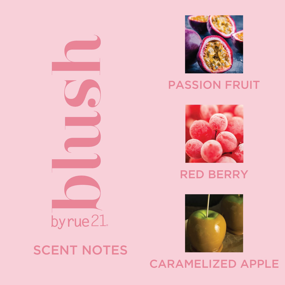 Rue 21 Blush logo detail presenting recognizable brand style.