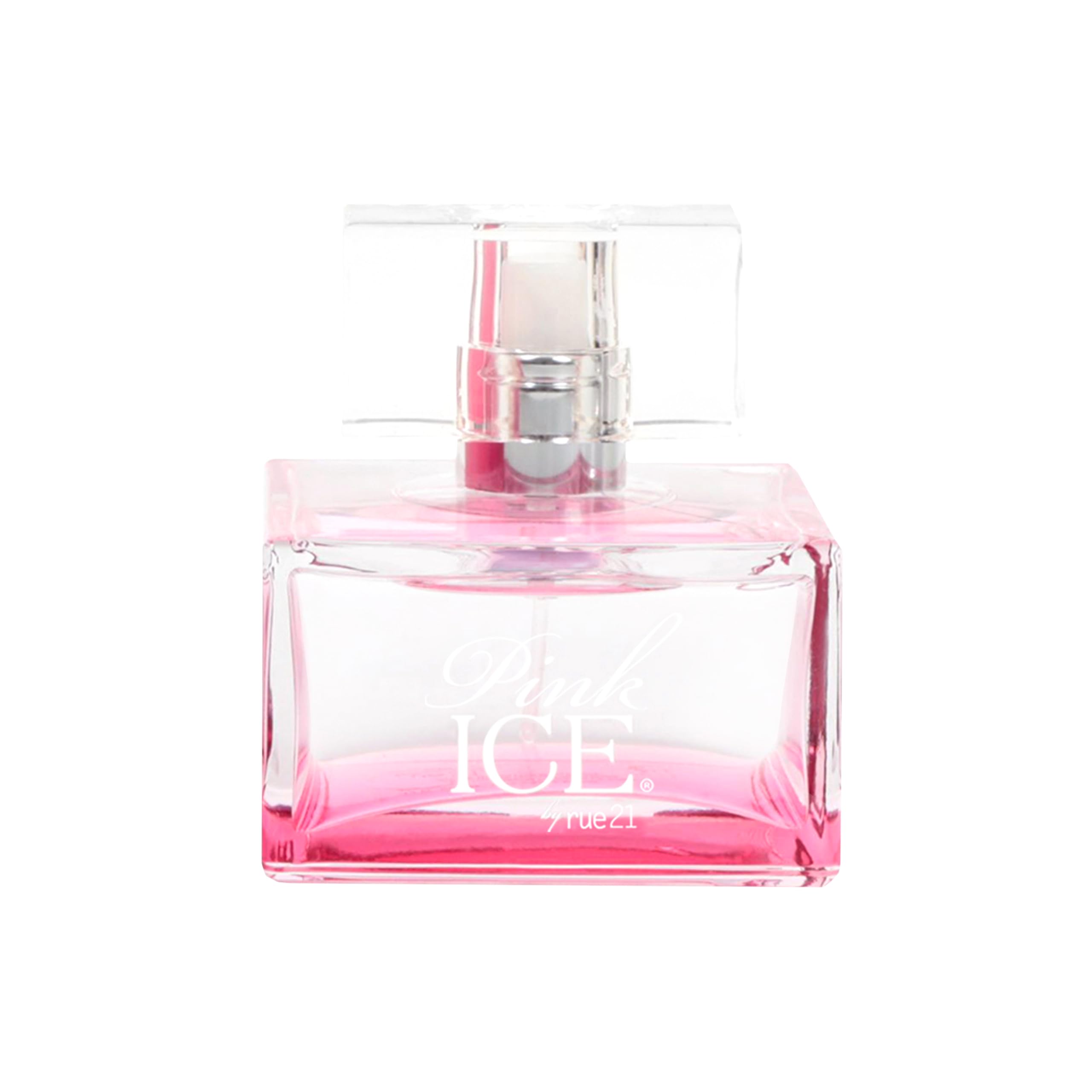 Rue 21 Pink Ice bottle—fruity floral scent for everyday wear and confidence.
