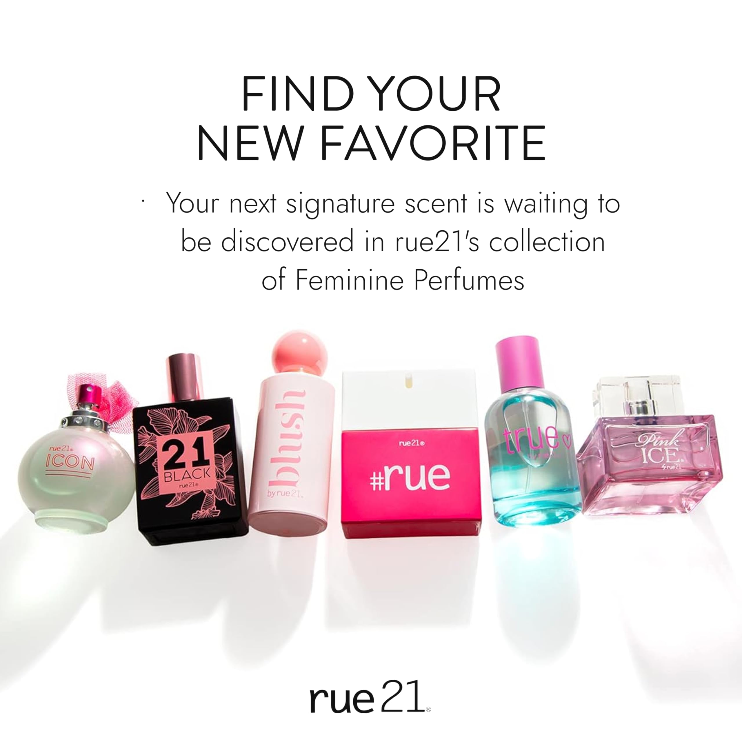 Rue 21 Pink Ice bottle side profile—sleek silhouette for stylish daily wear.
