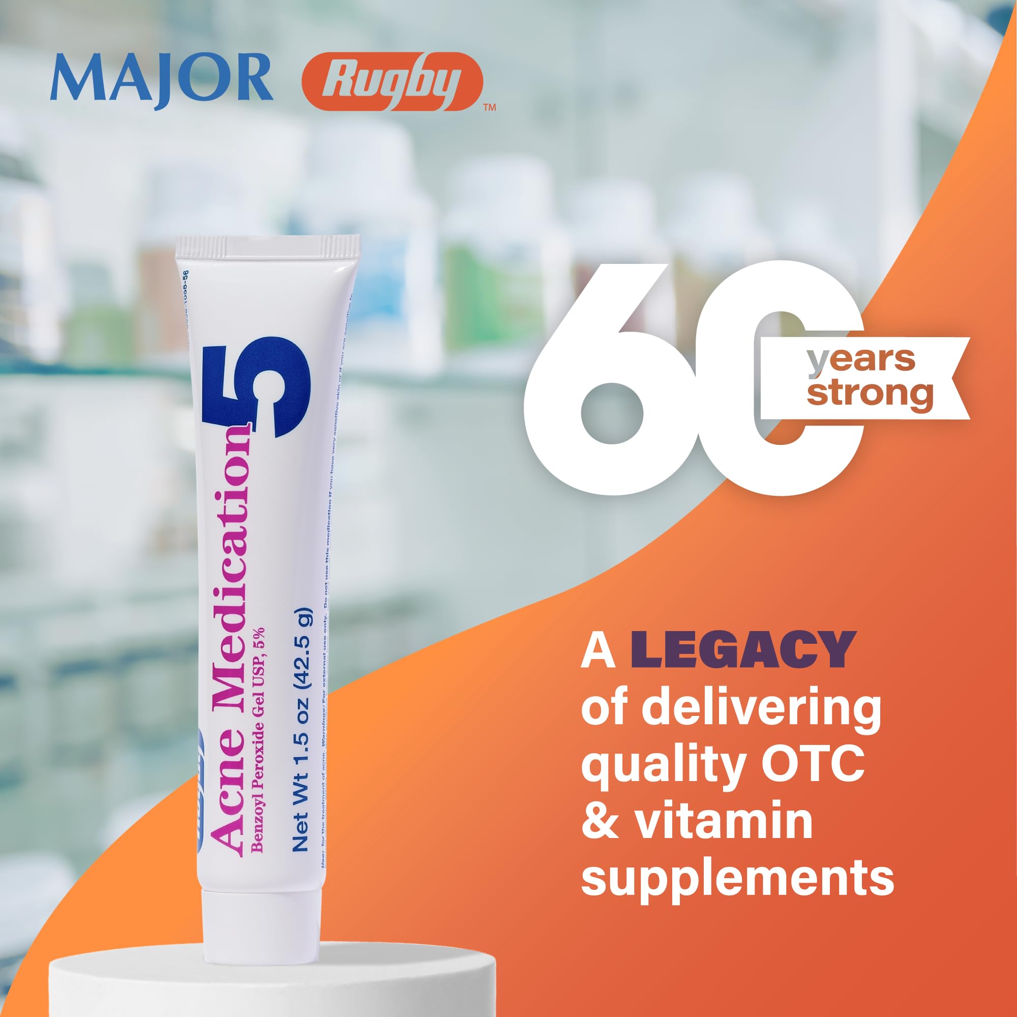 Rugby Laboratories benzoyl peroxide gel used as part of a daily skincare routine.