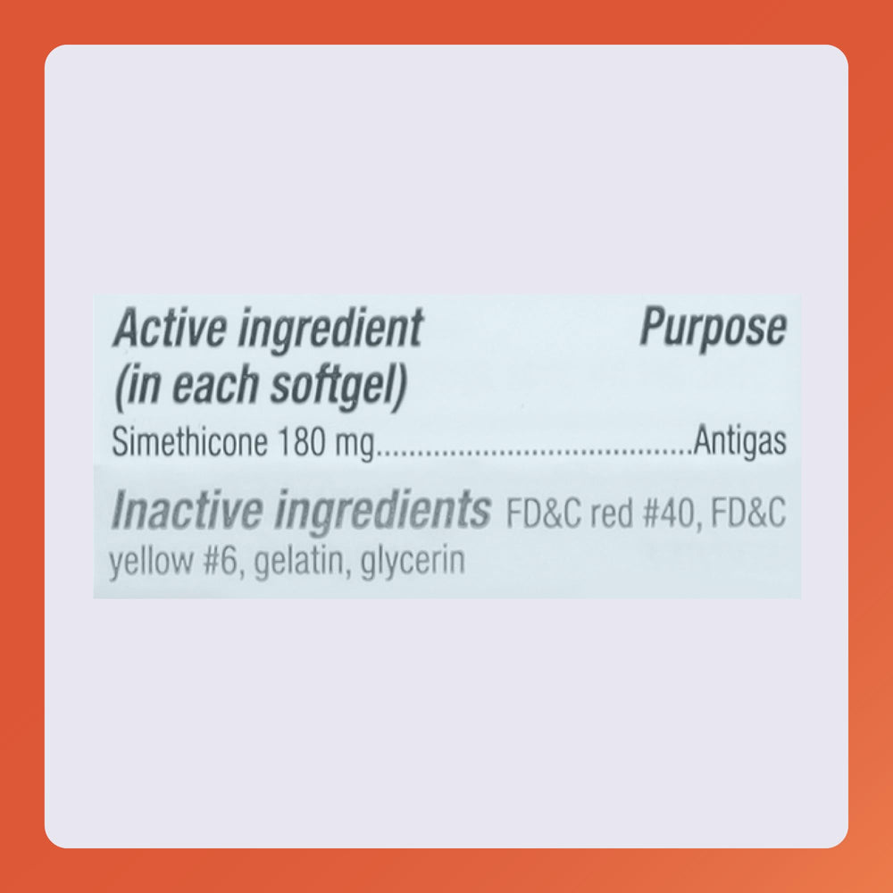 Rugby Laboratories softgel bottle label close-up showing 180 mg per capsule.