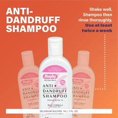 Rugby Labs selenium sulfide shampoo bottle pour blue formula for easy scalp care