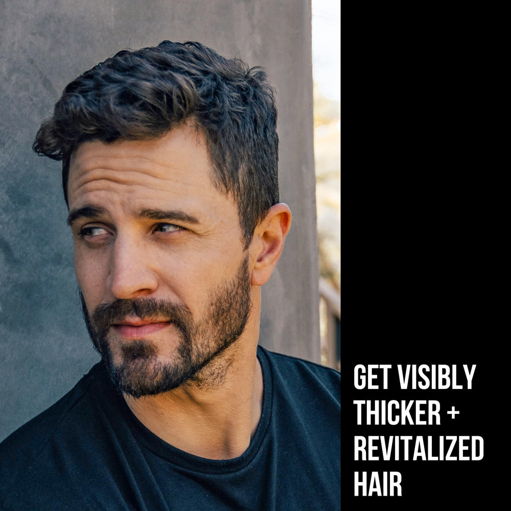 RUGGED & DAPPER biotin hair-thickening ingredients close-up for stronger-looking strands.